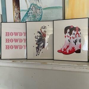 Set of three new prints in new frames. Western style.